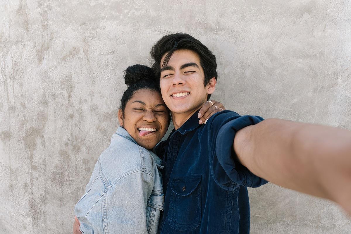 Teen friends taking a selfie