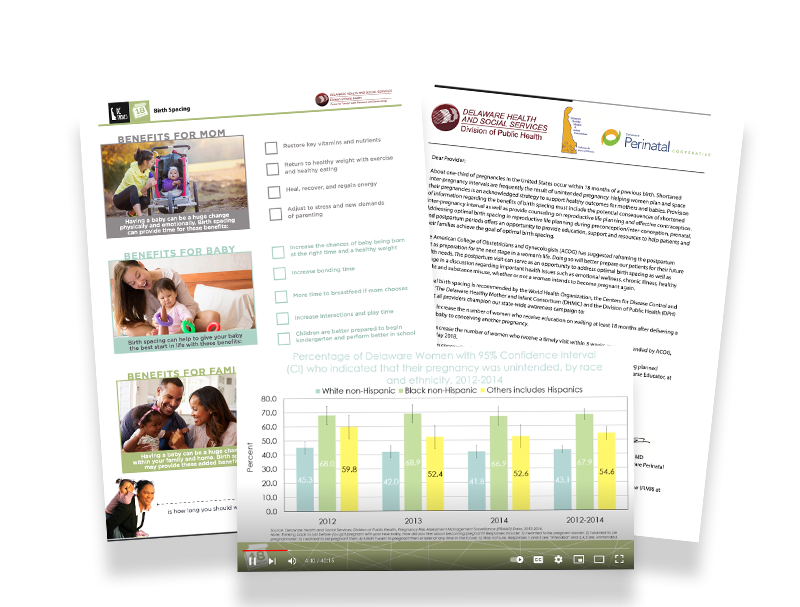 Examples of Delaware Thrives resources: posters, brochures, facts sheets